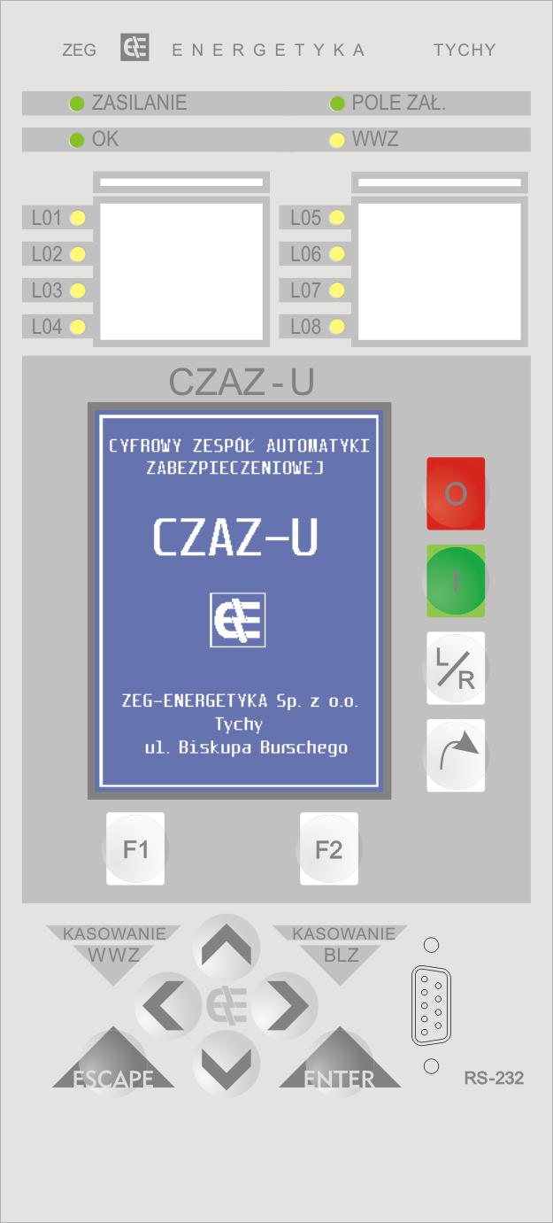 oraz rys.12.4 2 4 3 6 5 7 9 8 1 Rys. 12.3. Widok płyty czołowej zespołu z wyświetlaczem graficznym - wykonanie natablicowe.