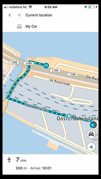 Aplikacja TomTom MyDrive poprowadzi Cię z powrotem do samochodu, korzystając z trasy pieszej. 3. Gdy dotrzesz do samochodu, włącz urządzenie TomTom GO PREMIUM, aby rozpocząć jazdę do domu.