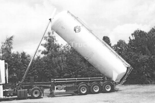Naczepa z silosem uchylnym Budowa Informacje techniczne: Komory 1 Włazy 4 x DN 450 Samonośny pojemnik ciśnieniowy z aluminium. Wymiary Wysokość ciągnika i cysterno-silosu nie przekraczająca 4 m.