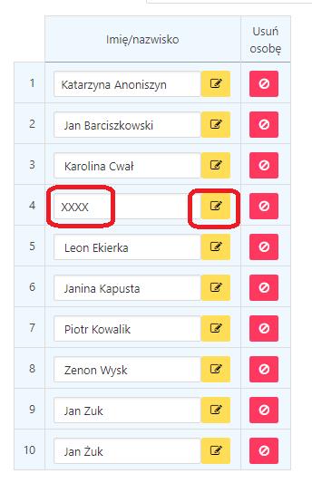 Uczniowie zostaną dodani po naciśnięciu przycisku Dodaj. Lista uczniów zostanie uzupełniona automatycznie (rysunek 14). Rysunek 14.