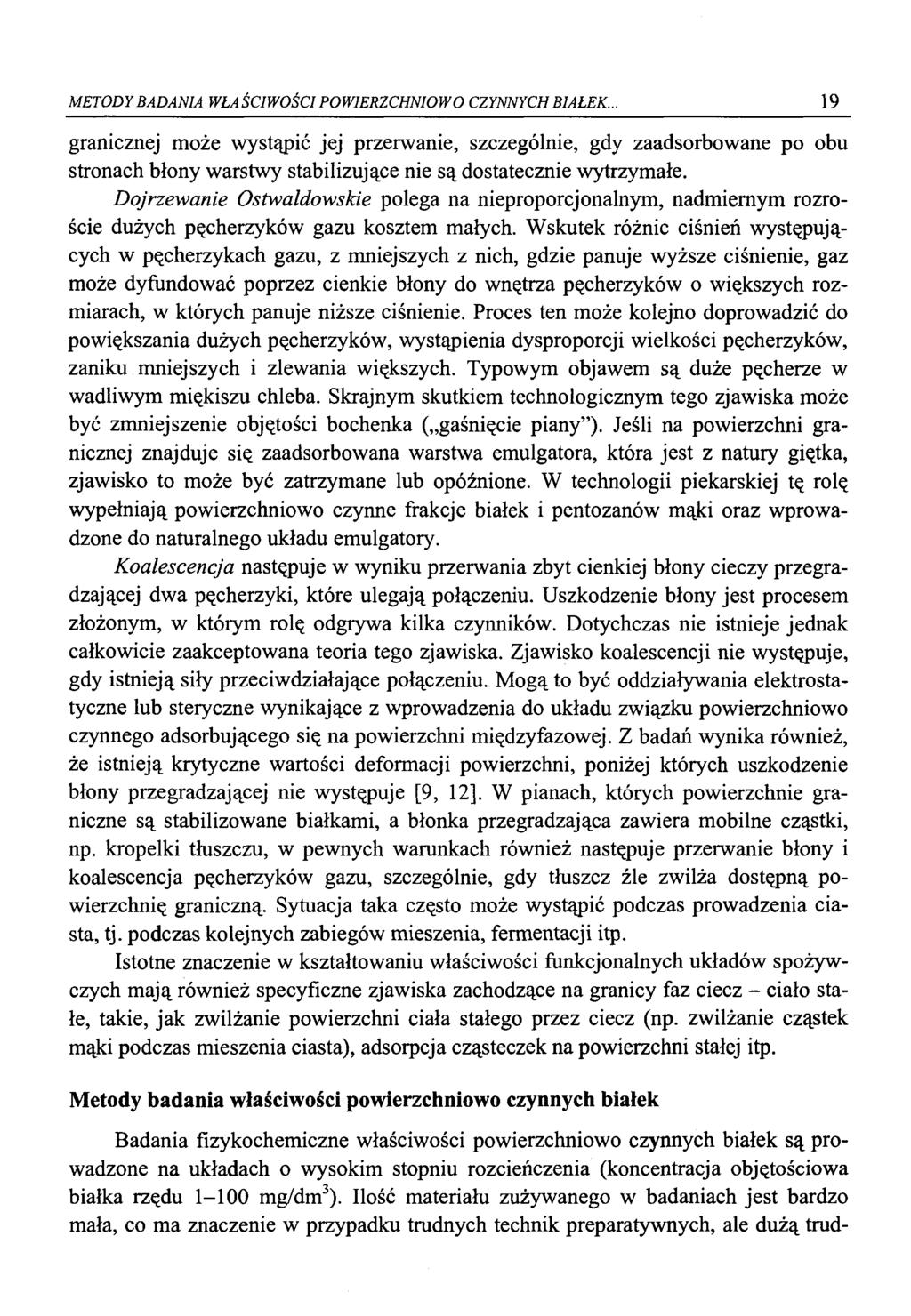 METODY BADANIA WŁAŚCIWOŚCI POWIERZCHNIOWO CZYNNYCH BIAŁEK.