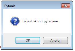 Okna dialogowe - komunikaty Okno o 2 odpowiedziach: Zapisywanie