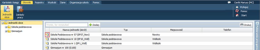 Raport to wielostronicowy dokument PDF zawierający na oddzielnych stronach wskazane przez użytkownika zestawienia (tabele SIO), wypełnione w oparciu o dane zgromadzone w systemie.