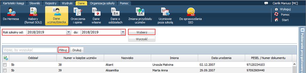 UONET+. W jaki sposób dyrektor szkoły może wykorzystać system w swojej codziennej pracy? 9/19 - Dane o oddziałach - Zmiana przydziału uczniów - Uczniowie poza szkołą.