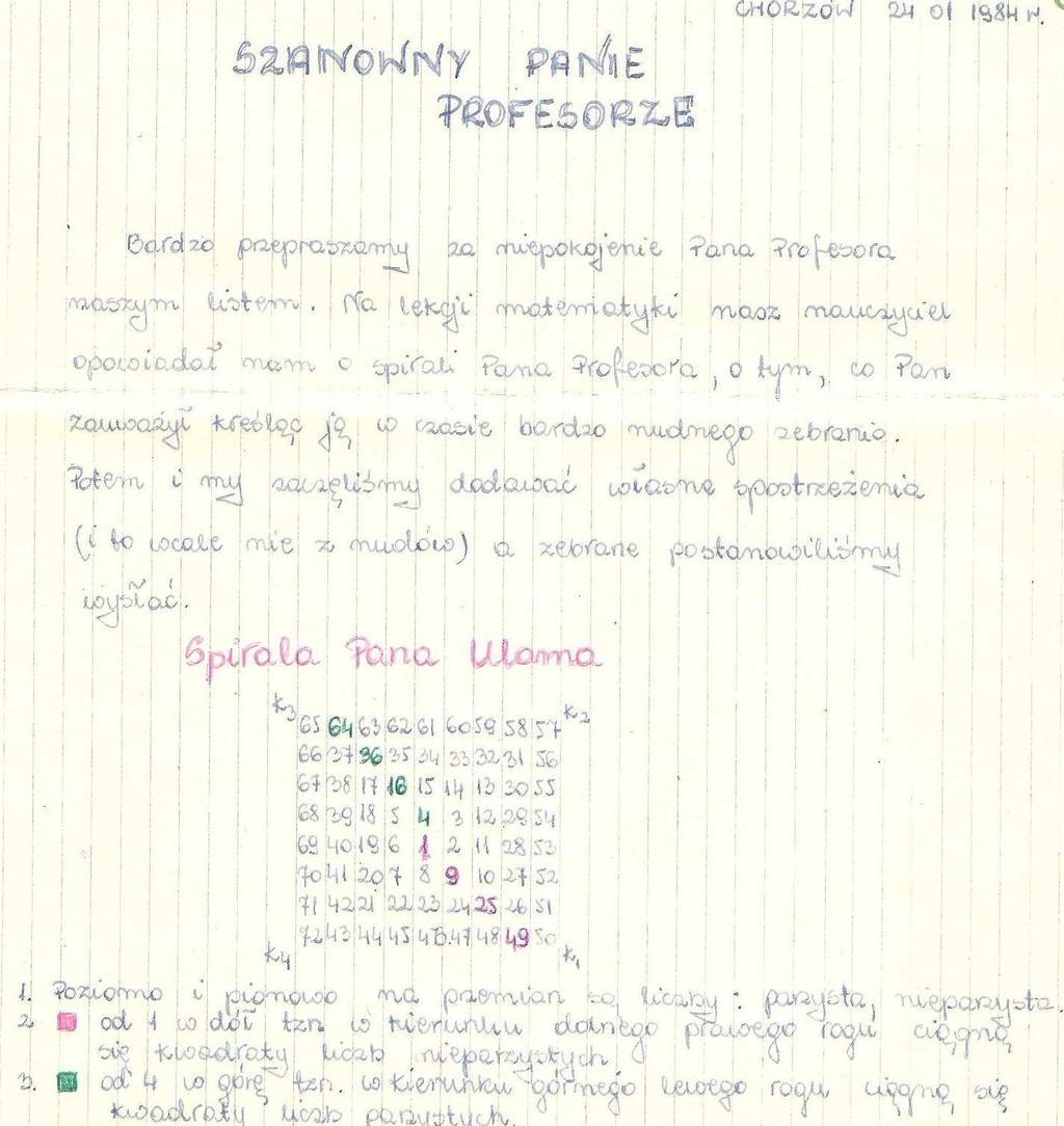 Z taką samą życzliwością spotkali się moi uczniowie, korespondując w 1984 roku ze Stanisławem Ulamem (przytaczam