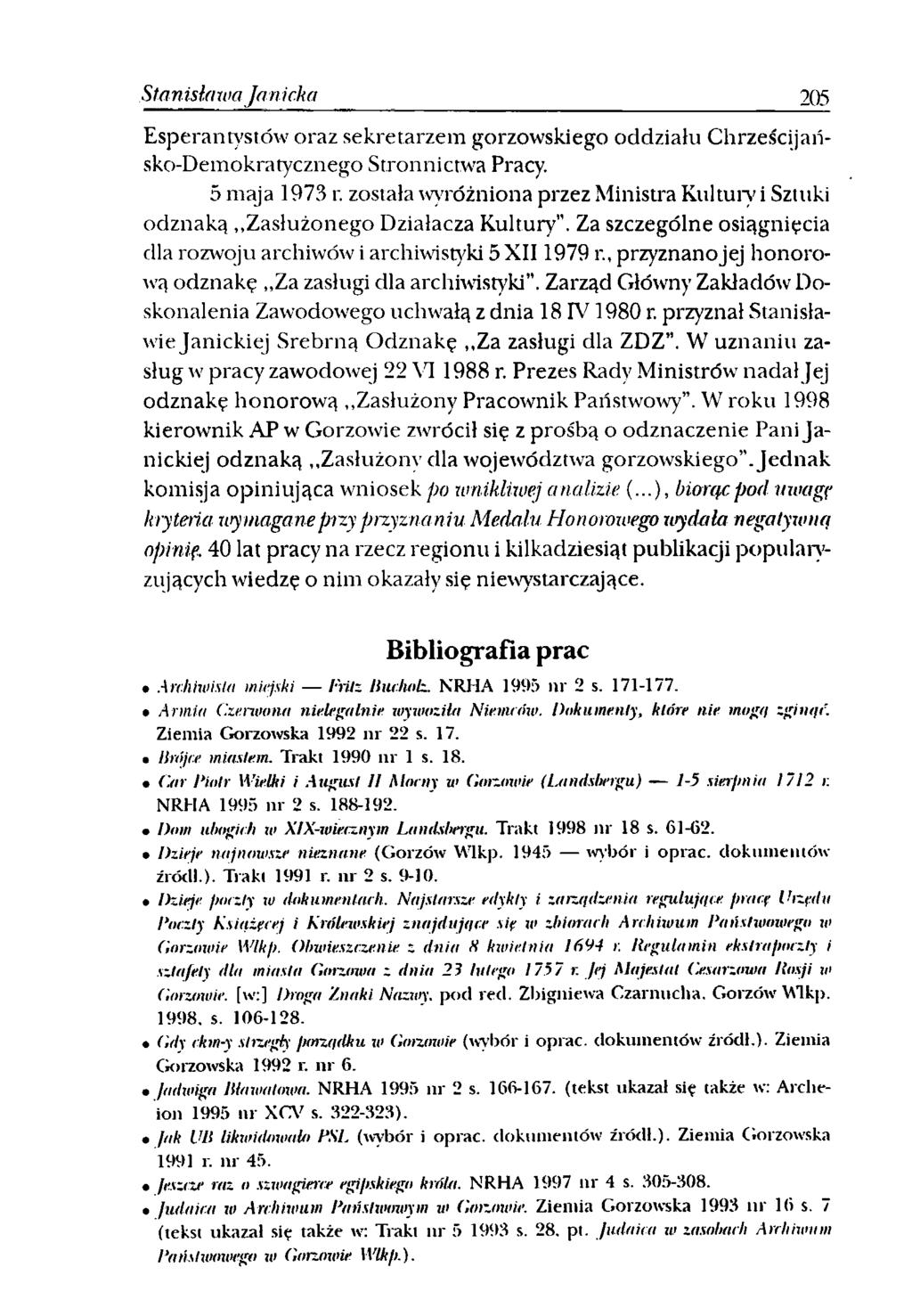 Stanisława Janicka 205 Esperantystów oraz sekretarzem gorzowskiego oddziału Chrześcijańsko-Demokratycznego Stronnictwa Pracy. 5 maja 1973 r.