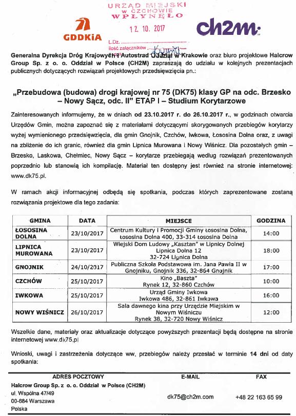 2. Spotkanie 2 W dniach 12-13 października 2017 r. na terenie gminy rozwieszone zostały plakaty informujące o spotkaniu, natomiast w dniu 19 października 2017 r.