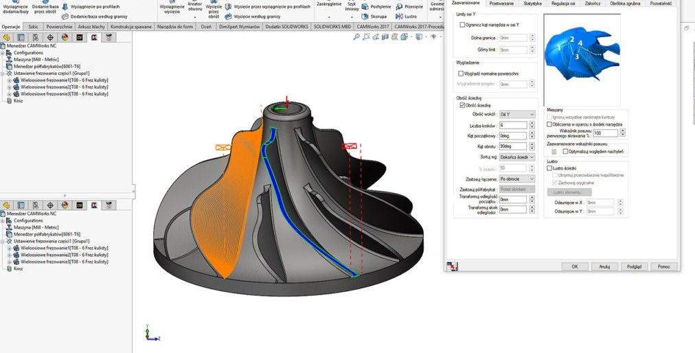 WYTWARZANIE CAMWORKS 5 OSI Celem szkolenia jest zapoznanie się z funkcjonalnością programu CAMWORKS w zakresie tworzenia ścieżek z użyciem płynnej czwartej oraz piątej osi na frezarce.