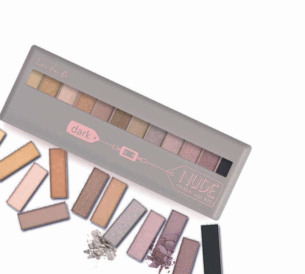 Cienie Dark Nude Make Up Kit Kolejna odsłona kultowej paletki Lovely. Tym razem w wersji nieco ciemniejszej. 12 pięknie dobranych kolorów-dla każdego typu urody.