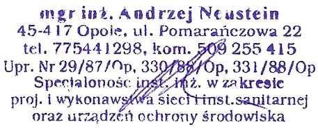 NEUSTEIN s.c. Krystyna i Andrzej Neustein Biuro Projektów Wodociągów i Kanalizacji 45-417 Opole ul. Pomarańczowa 22 E-mail neustein@op.onet.