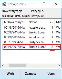 Sprawdzaj duplikaty pozycji Zaznaczenie parametru spowoduje sprawdzenie czy dany środek został już ujęty w innym pliku inwentaryzacyjnym.
