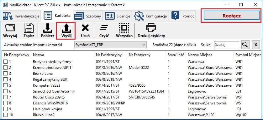 Do terminala zostanie wysłana zawsze pełna lista. Wcześniejsze zaznaczenie bądź odznaczenie pozycji nie ma wpływu na przesyłanie danych.