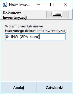 W tym celu należy na terminalu danych z menu głównego wybrać opcję Inwentaryzacja, a następnie kliknąć przycisk Nowa. System rozpoczął proces tworzenia nowej inwentaryzacji.