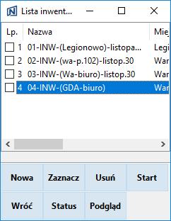 Jeśli plik inwentaryzacji został stworzony niewłaściwie, można go usunąć zaznaczając wybraną pozycję i klikając przycisk Usuń.