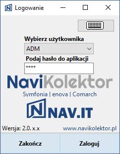 4.1.3 Logowanie do programu - Terminal Danych W trakcie pierwszego uruchomienia aplikacji zostanie automatycznie utworzona baza danych w której przechowywane będą dane.