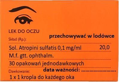 Przykłady wypisanych sygnatur: Ciśnienie osmotyczne: Ze względu na niskie stężenie atropiny, która w ilości występującej w roztworze wywiera ciśnienie osmotyczne bliskie 0 (ok.