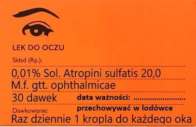 Ciśnienie osmotyczne wykonywanego roztworu przyjmuje wartości z zakresu stężeń fizjologicznych (280-320 mosm/l), należy więc roztwór traktować jako izotoniczny z płynem łzowym.