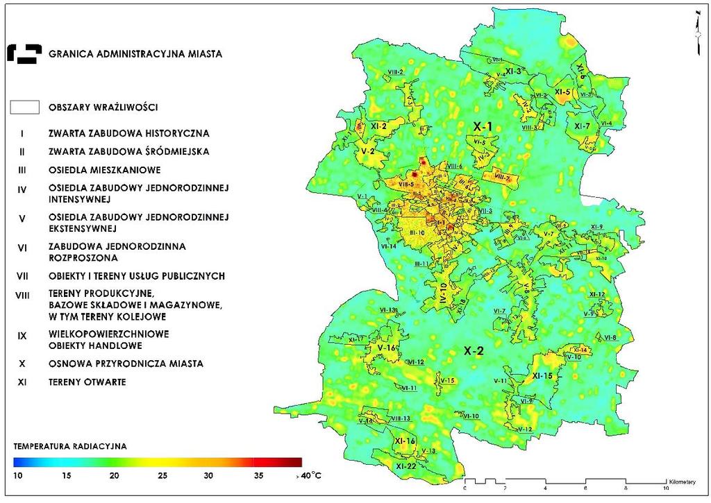 rozdzielczość przestrzenna, wadą natomiast fakt, że obrazy dostarczają danych o temperaturze różnych powierzchni gruntu, a nie o temperaturze powietrza (Blażejczyk i inni, 2014).