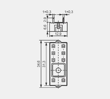 pr¹dowe, raster 5 mm 8 A, 300 V AC Rozstaw otworów w obwodzie drukowanym MP25-2