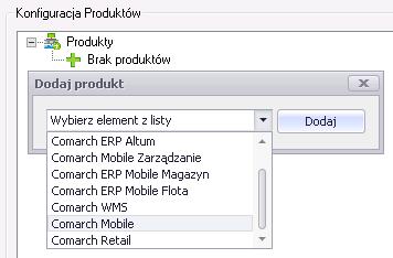 Rys. 14 Dodawanie produktu Do produktu można również dodać komponenty. W tym celu należy prawym przyciskiem myszy kliknąć na produkt (np.