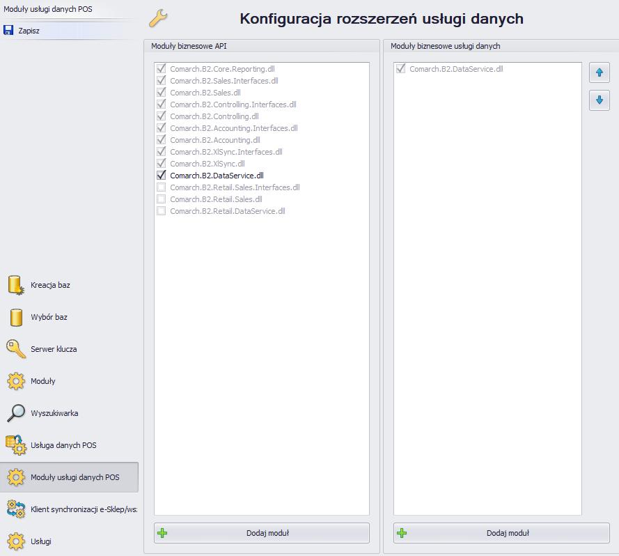 Rys. 66 Konfiguracja rozszerzeń usługi danych Ten krok można pominąć, jeżeli operator nie chce wprowadzać zmian. 5.2.6 Konfiguracja synchronizacji z e-sklep/wszystko.