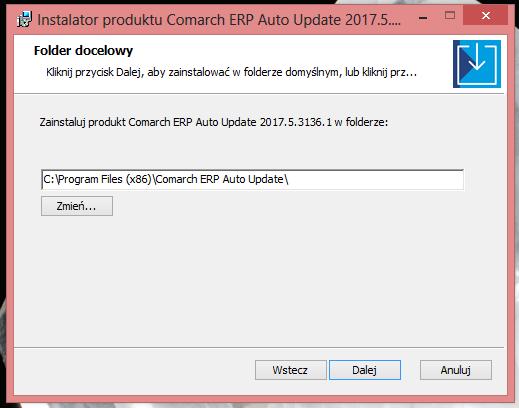 Rys. 4 Wybór katalogu instalacyjnego Następnie należy wybrać folder, w którym zostanie zainstalowany Comarch ERP Auto Update.