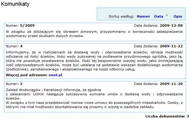 Komunikaty i dokumenty Strony prezentują te same informacje, które znajdują się w strefie publicznej IBO, m.in. ważne komunikaty oraz udostępnione dla klienta druki i dokumenty. Rys.