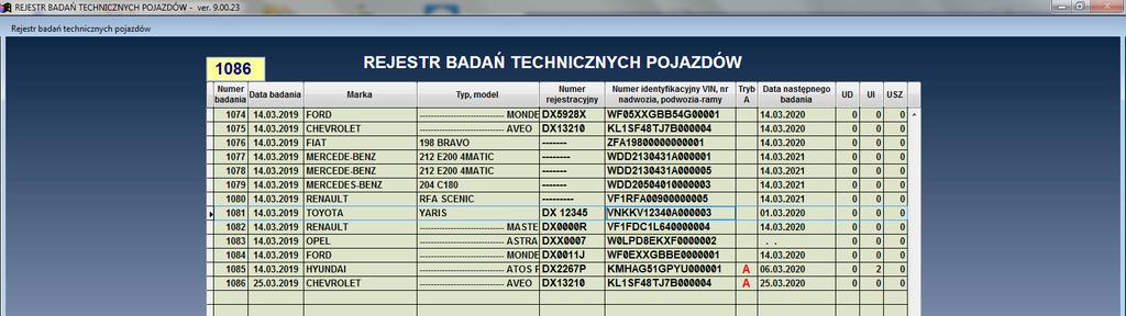 15. Zmieniono działanie funkcji anulowania badania. Aby anulować badanie należy ustawić wskaźnik pozycji w rejestrze badań na badaniu, które ma być anulowane. W przykładzie na Rys.