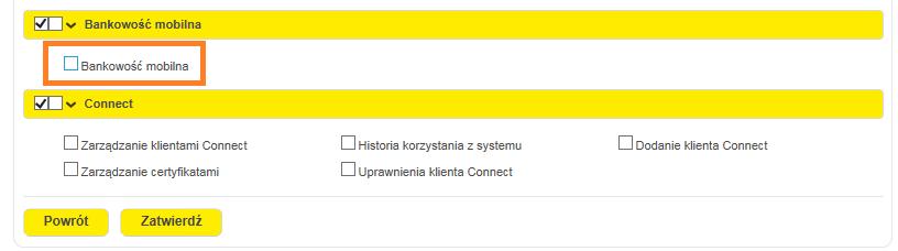 Krok 1 logowanie do systemu Online Biznes Krok 2 - wybór odpowiedniej dyspozycji: zmiana uprawnień systemu.