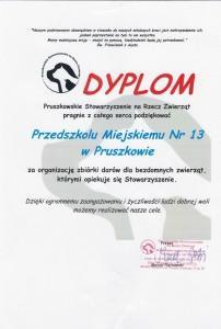 W kwietniu nasze przedszkole otrzymało podziękowania od Pruszkowskiego