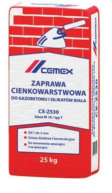 Zaprawa cienkowarstwowa do gazobetonu i silikatów biała Narzędzia Mieszarka elektryczna wolnoobrotowa, mieszadło koszyczkowe, dozownik do zapraw lub paca zębata, pojemnik na zaprawę i wodę.