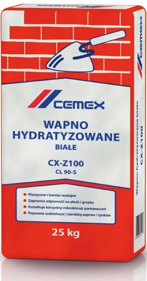 Wapno hydratyzowane białe CX-Z100 CL 90-S Zastosowanie Wapno hydratyzowane białe produkowane jest poprzez hydratację (gaszenie na sucho ) wysokiej jakości, bardzo aktywnego wapna palonego mielonego.