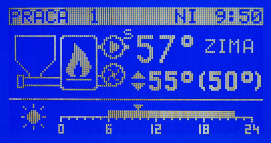 2.5 Ustawianie temperatury zadanej kotła Ustawianie temperatury zadanej kotła jest możliwe kiedy kocioł nie pracuje pogodowo (parametr A.23 PRACA KOTŁA POGODOWO = NIE).