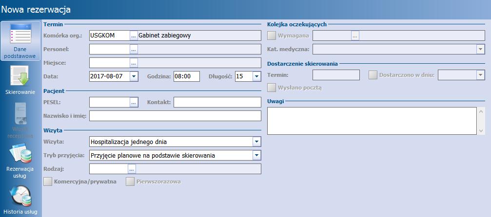 Utworzenie hospitalizacji Rozdział Utworzenie hospitalizacji 3 Hospitalizację można zaplanować wcześniej tworząc rezerwację w Terminarzu lub w dniu przyjęcia pacjenta, poprzez skorzystanie z funkcji
