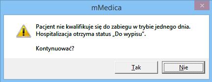 Wybranie przycisku Tak spowoduje automatyczne otwarcie okna Wypisu.