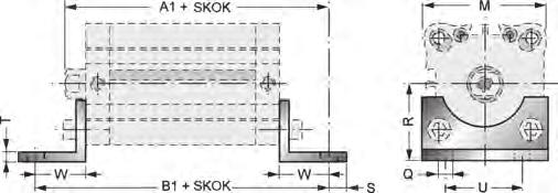 Osprzęt do siłowników serii NSK(I) Łapa XP A1 B1 M R øq S T U XP/032 32 144 142 45 32