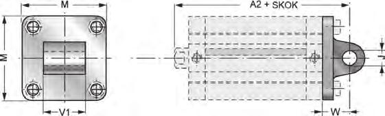 Ucho proste XCM A2 øj M V1 W XCM/032 32 142 10 47 26 22 XCM/040 40 160 12 54 28 25