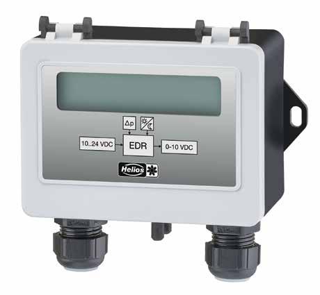 Regulatory elektroniczne 0 10 V DC Do wentylatorów EC EDR PU / PA n Elektroniczny regulator różnicy ciśnień EDR Ze zintegrowanym czujnikiem ciśnienia i podłączeniami dla wężyków ciśnieniowych (Ø 5