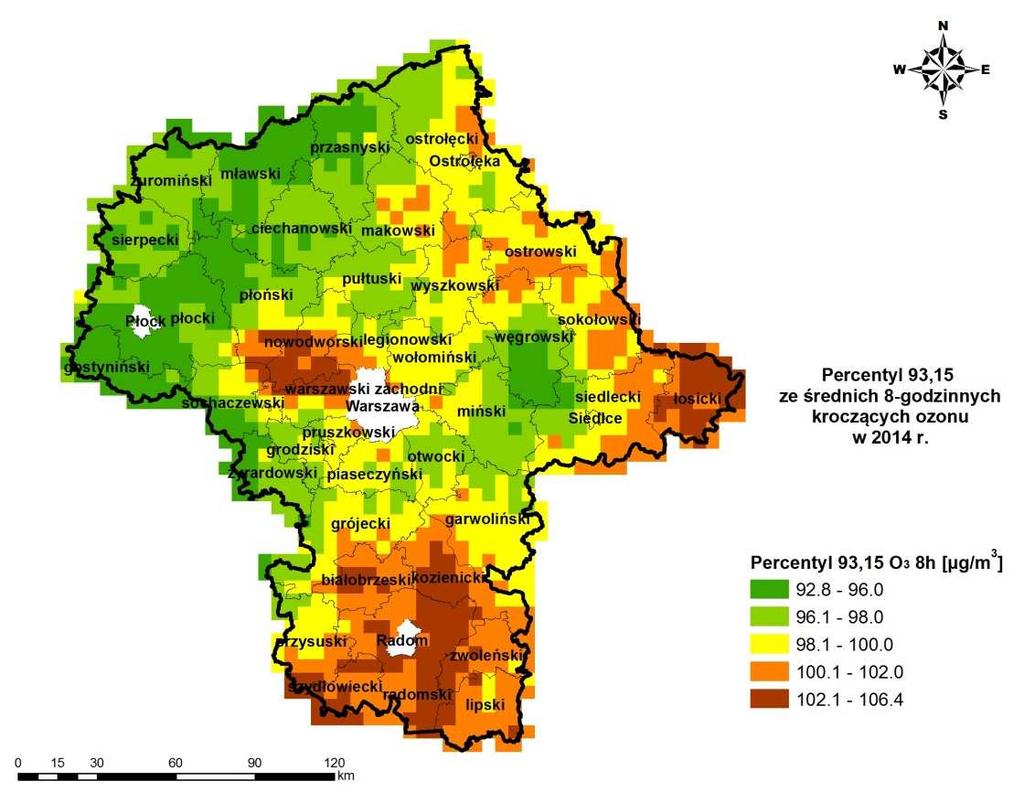 Pomiary ozonu w strefie mazowieckiej w 2011-2013 r. Lp.