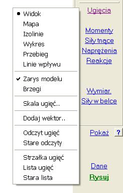 Stare miejsca odczytu moŝna usunąć klikając ekran poza modelem, zaraz po wywołaniu opcji Odczyt ugięć.