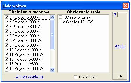ABC wersja 6.2 Przyciskiem Zmień ustalenia moŝna szybko zamieniać wybory schematów z obciąŝenia ruchomymi.