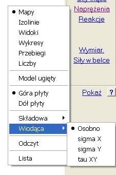 Po włączeniu Nie pytaj więcej napręŝenia redukowane będą obliczane wg wybranej wcześniej hipotezy. Po wybraniu opcji Odczyt najpierw pokaŝe się plansza profilu.