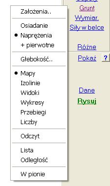 Wyniki od 1m. PoniewaŜ czas wyznaczania napręŝeń jest znacznie krótszy od czasu osiadania stąd domyślnie jest włączony przełącznik NapręŜenia.