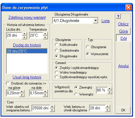 Wyniki 55. Przycisk Rysy Po wybraniu przycisku Rysy moŝna wyznaczyć miejsca zarysowania, kąt rys oraz obliczyć wielkość rozwarcia rys.
