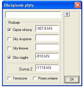 Wyniki maksymalnymi ugięciami w kolejnych krokach. Program kończy iteracje po osiągnięciu dokładności. Na samym dole planszy moŝna wpisać słowny opis zadania.