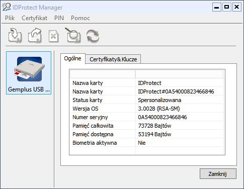 Karta Athena: uruchom IDProtect Manager wybierz zakładkę Certyfikaty &