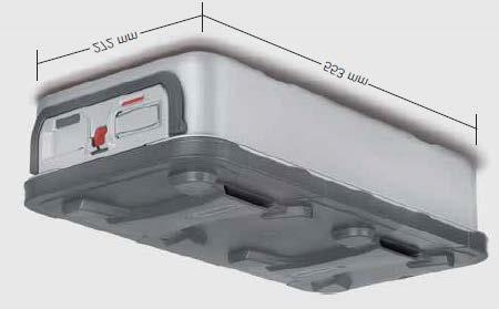 PRZYGLĄD : kontenery i tace Kontenery sterylizacyjne rozmiar pełny (1/1) 122 mm 143 mm 164 mm 220 mm 272 mm Kontenery MicroStop, rozmiar pełny (1/1) Kontenery MicroStop, rozmiar pełny (1/1) Uchwyt i