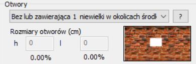Otwory odnoszą się do otworów w ścianach. Wybierz jedną z dostępnych opcji z listy rozwijanej.