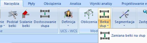 Belki o wysokiej sztywności Użyteczne narzędzie do automatycznego importu danych, używane głownie w przypadku symulacji ścian piwnic dzięki poleceniu Zamiana