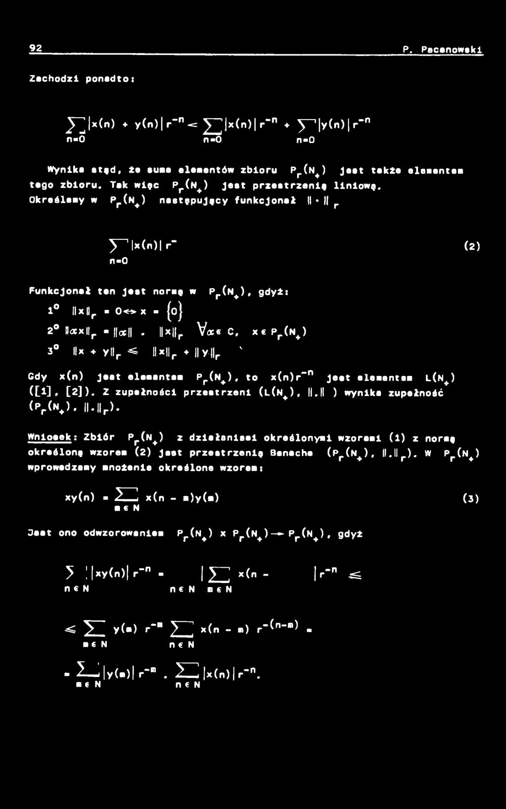 Z zupełności przestrzeni (l (n + ),. I ) wynika zupełność (pr (N+ ). H. r ).